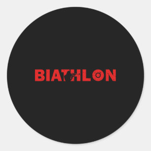 Biathlon Funny Biathlete Shooting Skiing Target Sp Classic Round Sticker