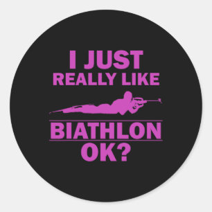 Biathlon Funny Prone Position Biathlete Shooting S Classic Round Sticker