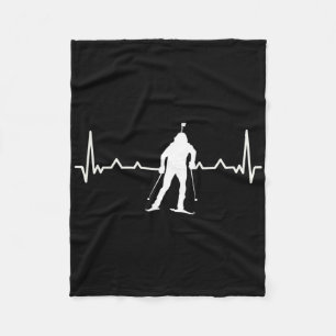Biathlon Heartbeat Cross-country Skiing Winter Spo Fleece Blanket