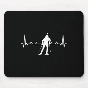 Biathlon Heartbeat Cross-country Skiing Winter Spo Mouse Pad
