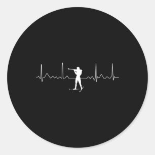 Biathlon Heartbeat - Skiing Slogan Shooting Biathl Classic Round Sticker