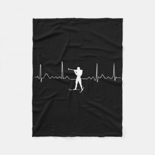 Biathlon Heartbeat - Skiing Slogan Shooting Biathl Fleece Blanket
