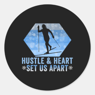 Biathlon Hustle And Heart Set Us Apart Cross Count Classic Round Sticker