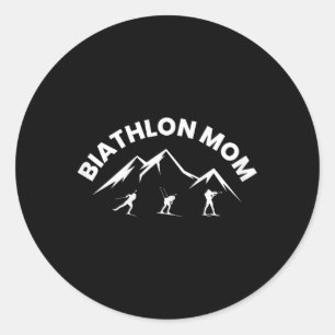 Biathlon Mum Skiing Shooting Biathlete Classic Round Sticker