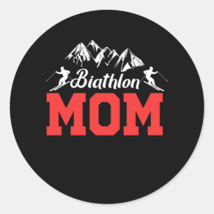 Biathlon Mum Skiing Ski Winter Sports Gift Classic Round Sticker