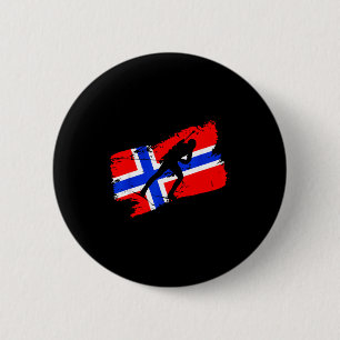 Biathlon norway flag norweigan cross country skiin 6 cm round badge