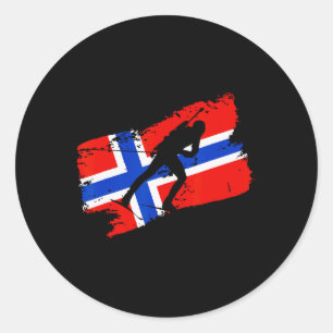 Biathlon Norway Flag Norweigan Cross Country Skiin Classic Round Sticker