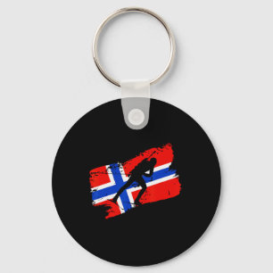 Biathlon Norway Flag Norweigan Cross Country Skiin Key Ring