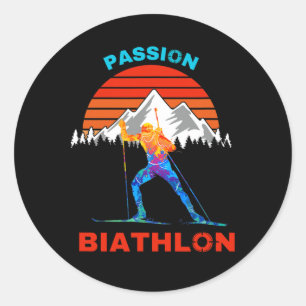 Biathlon Pion Supporter Fan Cross-country Ski And Classic Round Sticker