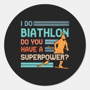 Biathlon Player Athlete Winter Sports Skiing Rifle Classic Round Sticker
