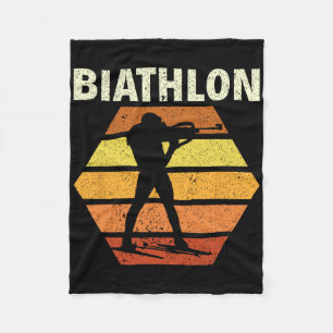 Biathlon Retro Biathlon Skiing Shooting Sport Fleece Blanket