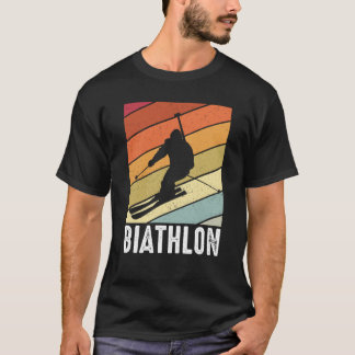 Biathlon retro winter sports biathlete skier mount T-Shirt