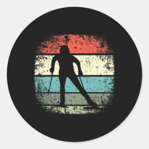 Biathlon Ski Biathlet Winter Sports Cross-country Classic Round Sticker