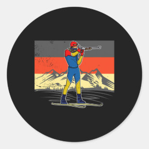 Biathlon Ski Skier Cross-country Ski Trail 15 Classic Round Sticker