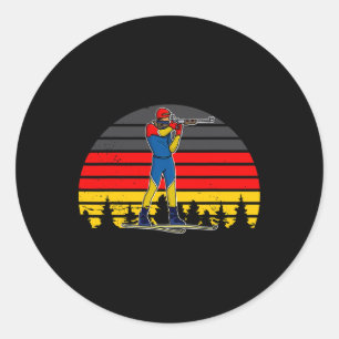 Biathlon Ski Skier Cross-country Ski Trail 1 Classic Round Sticker