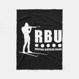 Biathlon Ski Skier Winter Sports Cross-country Rus Fleece Blanket