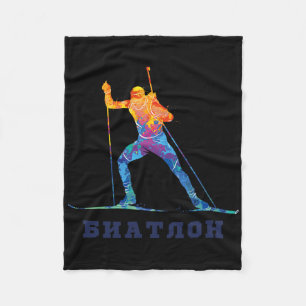 Biathlon Ski Skier Winter Sports Cross-country Rus Fleece Blanket