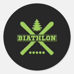 Biathlon Ski Skier Winter Sports Cross-country Ski Classic Round Sticker