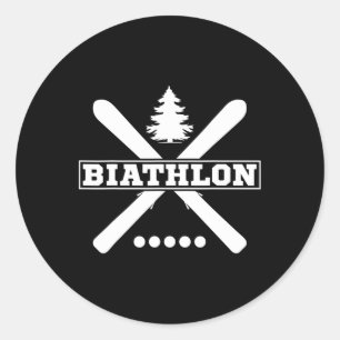 Biathlon Ski Skier Winter Sports Cross-country Ski Classic Round Sticker