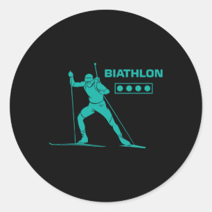 Biathlon Ski Skier Winter Sports Cross-country Ski Classic Round Sticker