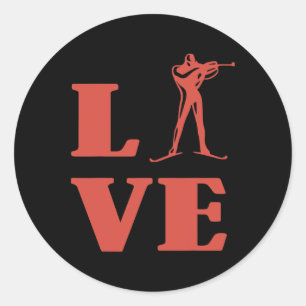 Biathlon Ski Skier Winter Sports Cross-country Ski Classic Round Sticker