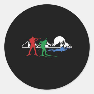 Biathlon Ski Winter Sports Cross Country Skiing Sn Classic Round Sticker