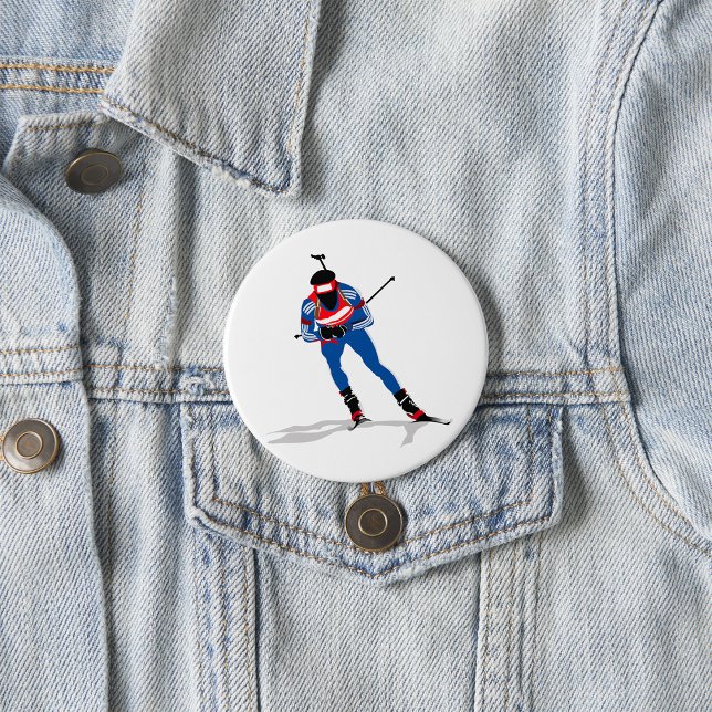 Biathlon Skier Winter Sports Athlete in Action 7.5 Cm Round Badge (Creator Uploaded)