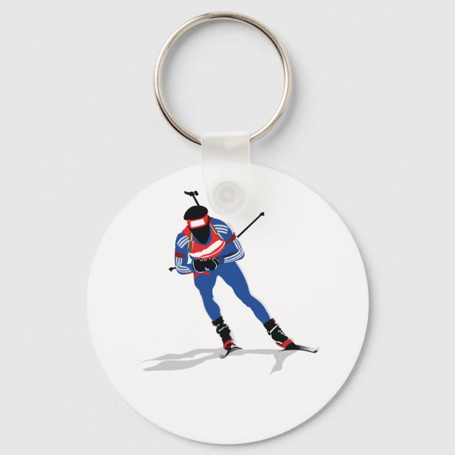 Biathlon Skier Winter Sports Athlete in Action Key Ring (Front)