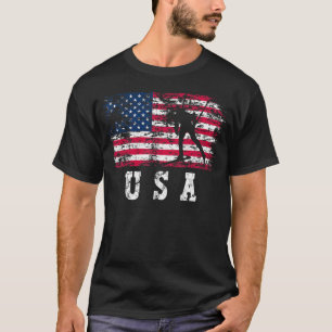 Biathlon Skiing USA American Flag Winter Sports Bi T-Shirt