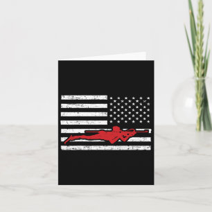 Biathlon Sports Marathon Skiing Us American Flag B Card