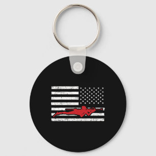 Biathlon Sports Marathon Skiing Us American Flag B Key Ring