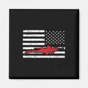 Biathlon Sports Marathon Skiing Us American Flag B Magnet