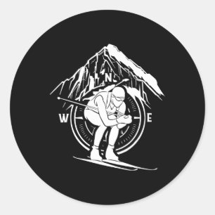 Biathlon Sports Winter Athlete Snow Skier Biathlet Classic Round Sticker