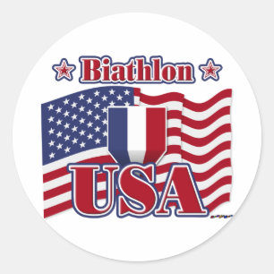 Biathlon USA Classic Round Sticker