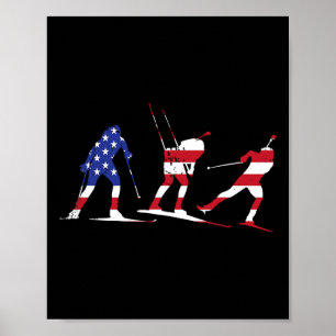 Biathlon Usa Flag Design For Winter Sports For Wom Poster