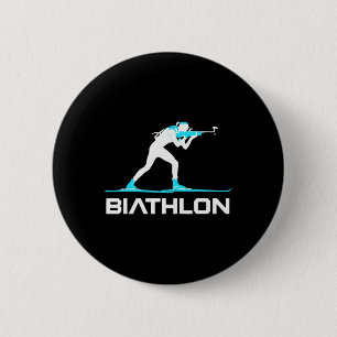 Biathlon Winter Sport Skiing Riffle Shooting Biath 6 Cm Round Badge