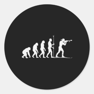 Biathlon Winter Sport Skiing Riffle Shooting Biath Classic Round Sticker