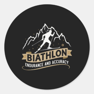 Biathlon Winter Sport Skiing Riffle Shooting Biath Classic Round Sticker