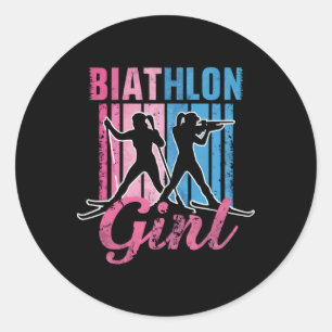 Biathlon Winter Sport Skiing Riffle Shooting Biath Classic Round Sticker