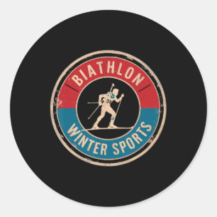 Biathlon Winter Sport Skiing Riffle Shooting Biath Classic Round Sticker