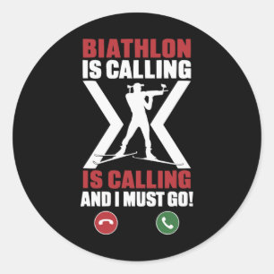Biathlon Winter Sport Skiing Riffle Shooting Biath Classic Round Sticker