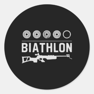 Biathlon Winter Sport Skiing Riffle Shooting Biath Classic Round Sticker