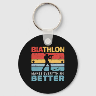 Biathlon Winter Sport Skiing Riffle Shooting Biath Key Ring