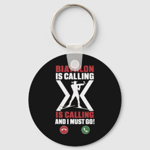 Biathlon Winter Sport Skiing Riffle Shooting Biath Key Ring