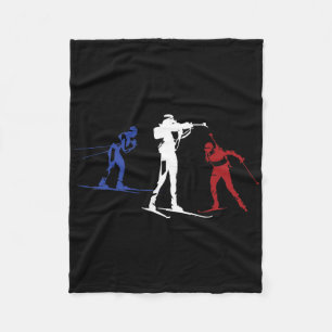 Biathlon Winter Sports Usa Skiing Silhouette Gift  Fleece Blanket