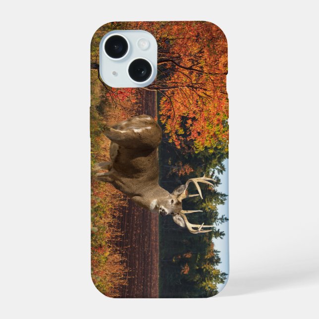 Bib Whitetail Buck Strikes a Pose iPhone 15 Case (Back)