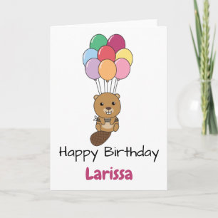 Biber Flies Up With Colourful Balloons Card