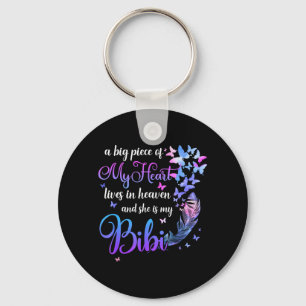 Bibi Lives in Heaven Memorial Grandma Grandchild Key Ring