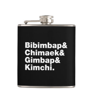 Bibimbap & Chimaek & Gimbap & Kimchi. Korean Foods Hip Flask