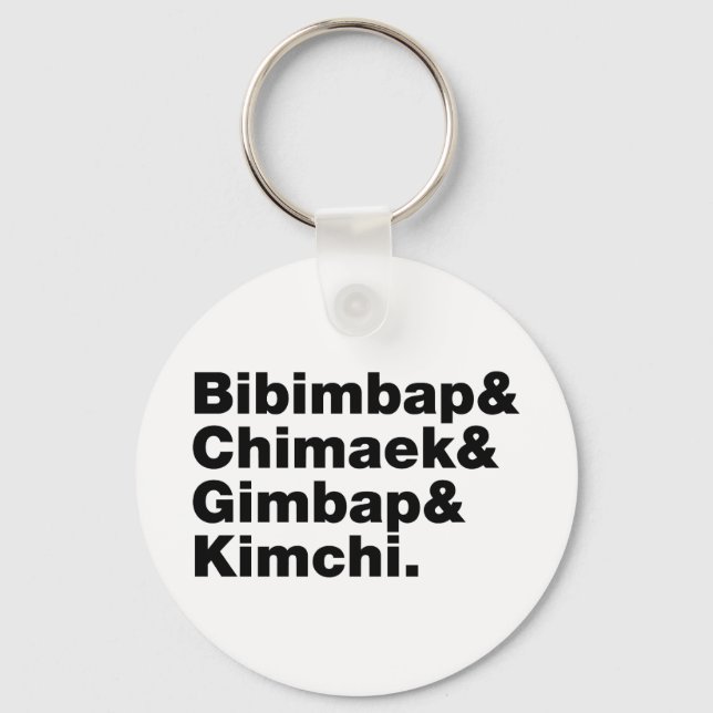 Bibimbap & Chimaek & Gimbap & Kimchi. Korean Foods Key Ring (Front)